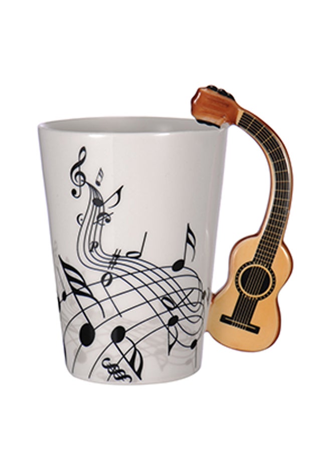 روندفل كوب سيراميك بشكل الغيتار مع رسم نوتة موسيقية شخصية لشرب اللبن والعصائر والليمون والقهوة في المنزل والمكتب ليمثل هدية فريدة متعدد الألوان - Image 1