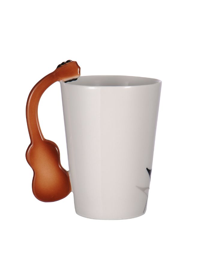 روندفل كوب سيراميك بشكل الغيتار مع رسم نوتة موسيقية شخصية لشرب اللبن والعصائر والليمون والقهوة في المنزل والمكتب ليمثل هدية فريدة متعدد الألوان - Image 2