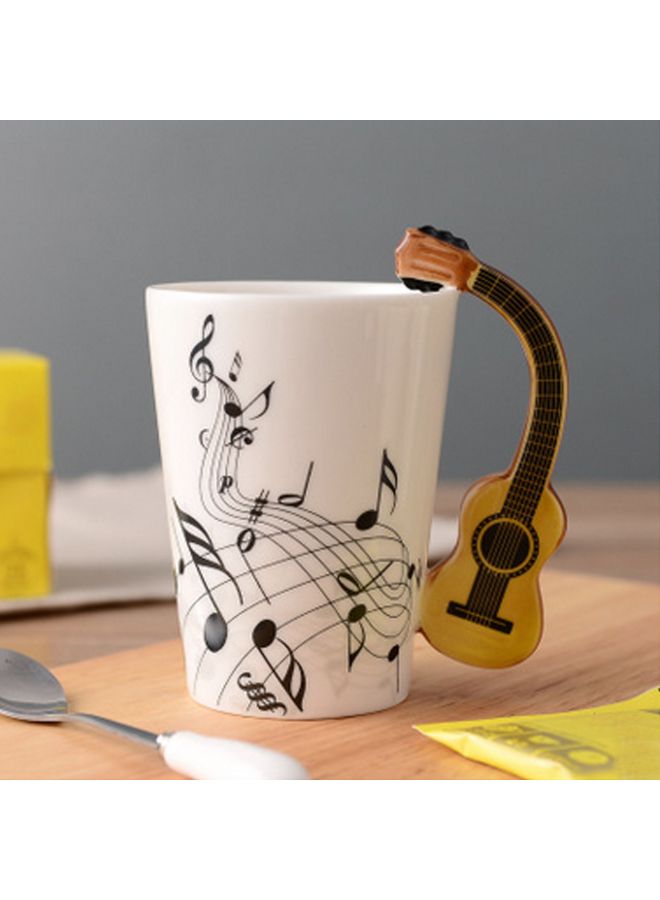 روندفل كوب سيراميك بشكل الغيتار مع رسم نوتة موسيقية شخصية لشرب اللبن والعصائر والليمون والقهوة في المنزل والمكتب ليمثل هدية فريدة متعدد الألوان - Image 3