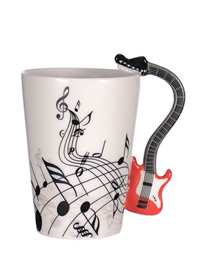 روندفل كوب قهوة من السيراميك بشكل الغيتار أبيض/أحمر - Image 1