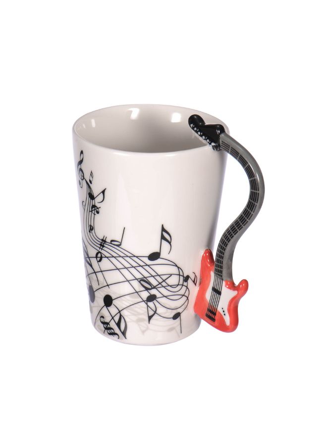 روندفل كوب قهوة من السيراميك بشكل الغيتار أبيض/أحمر - Image 3
