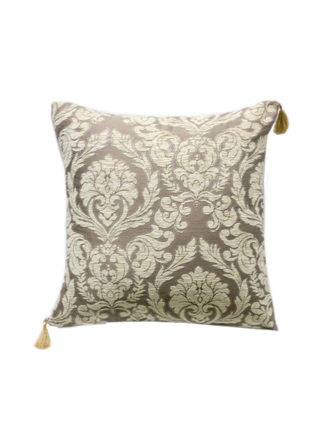 REGAL IN HOUSE Classic Chenille Square Shaped Decorative Cushion Biege/Brown 60 X 60cm 