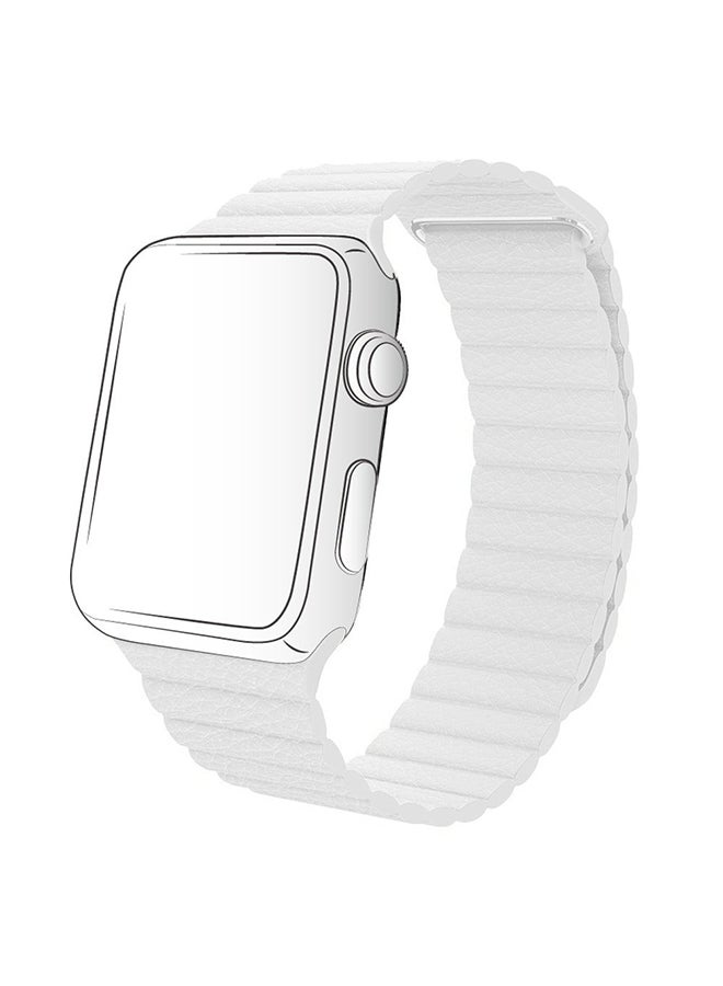 MARGOUN - Leather Replacement Band For Apple Watch 41mm/40mm/38mm White - Image 1