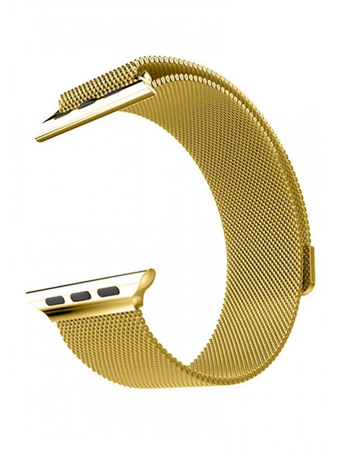 MARGOUN - Milanese Stainless Steel Mesh Band For Apple Watch 45mm/44mm/42mm Gold - Image 1