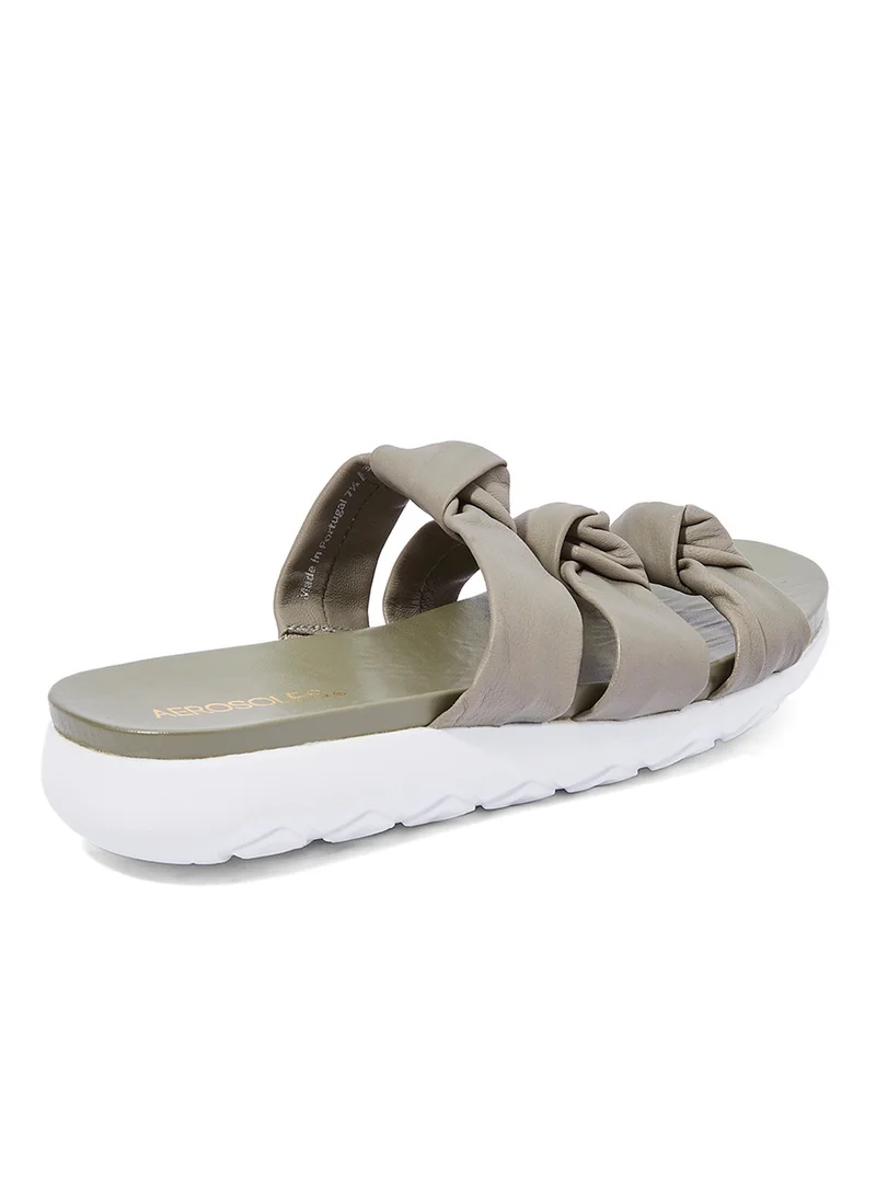 AEROSOLES Knotted Slides Sandals Grey