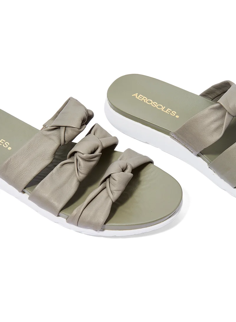AEROSOLES Knotted Slides Sandals Grey