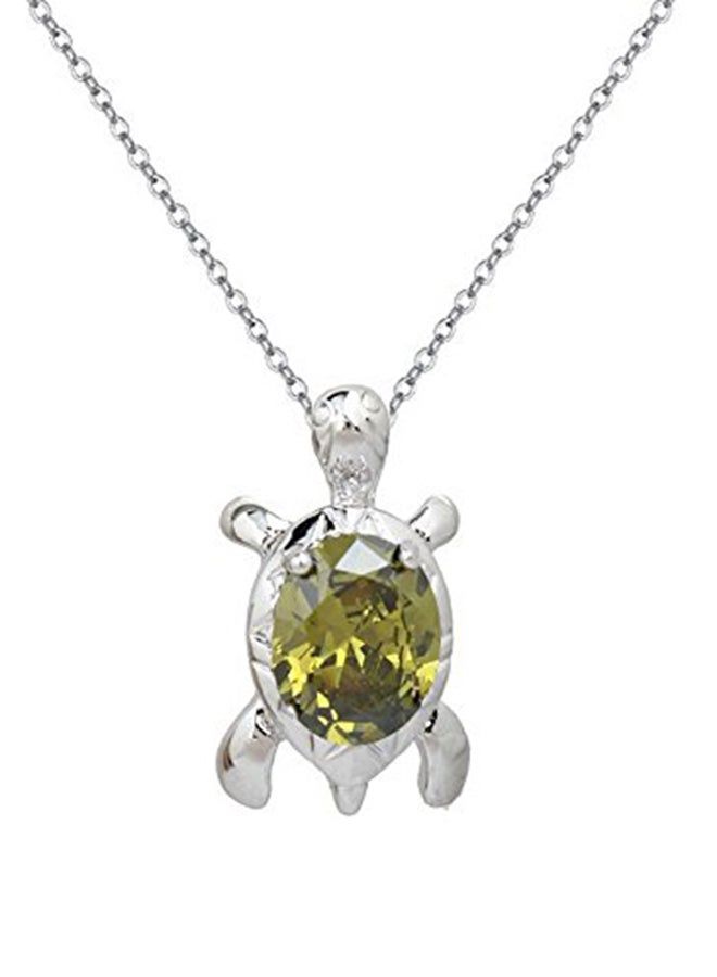 Crystalline Azuria Brass Metal Pendant Necklace 