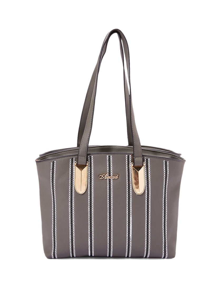 Front Patterned Shoulder Bag Grey