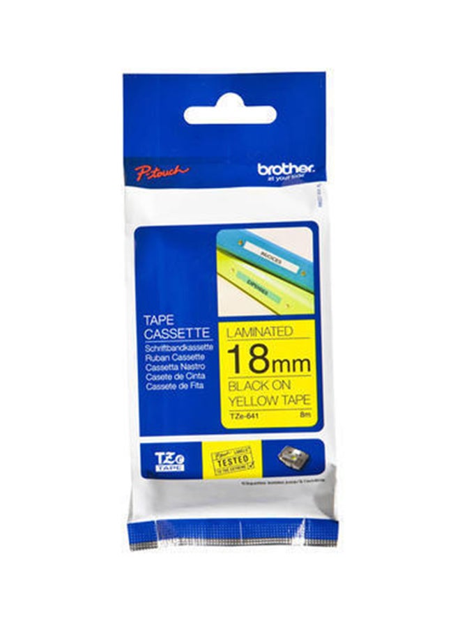 brother Labelling Tape Cassette Black On Yellow - Image 1