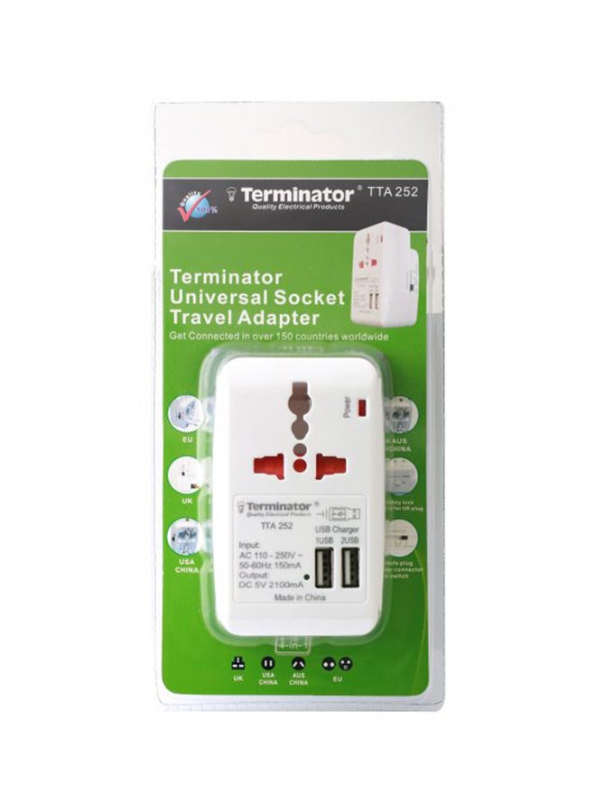 Terminator Travel Adapter 13A With 4 USB Sockets Black Tta 394USB4B 