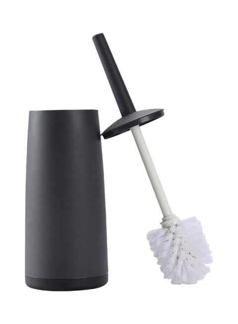 2-Piece Toilet Cleaning Brush And Holder Black/White 11.5x11.5x37.5cm