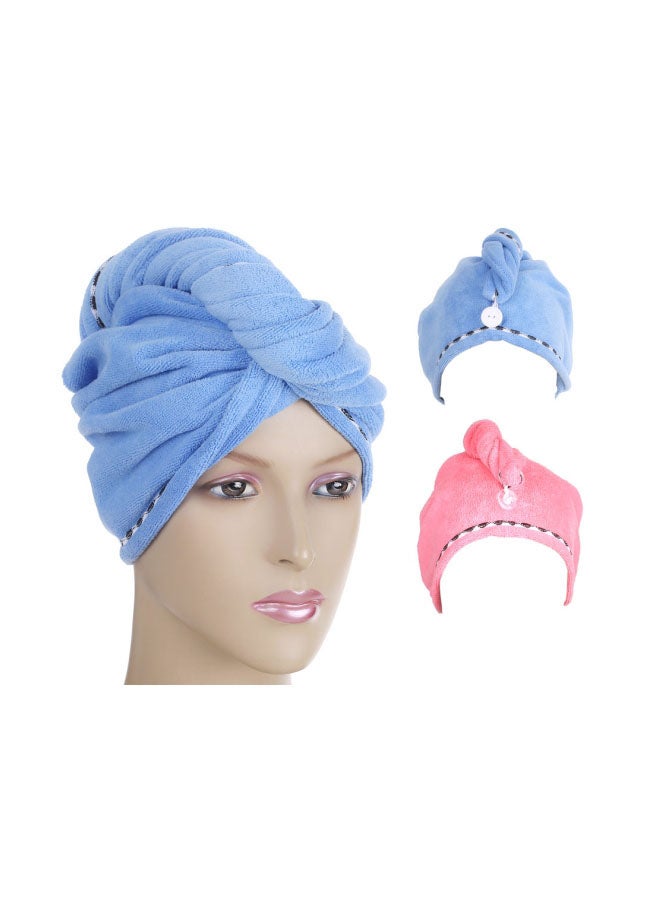 Htovila 2-Piece Shower Wrap Set Blue/Pink 70x25cm - Image 1