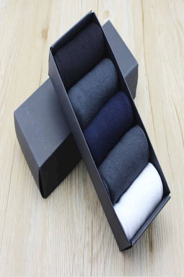 5-Piece Formal Cotton Socks White/Black/Blue - Image 2