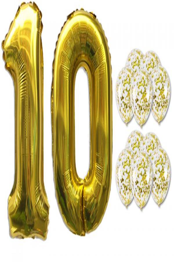 12-Piece 10 Number Decorative Birthday Party Balloon Set - Image 2