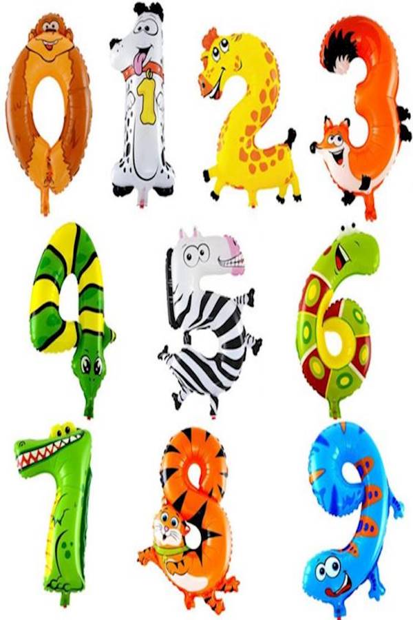 10-Piece Animal Number Balloons Set - Image 1
