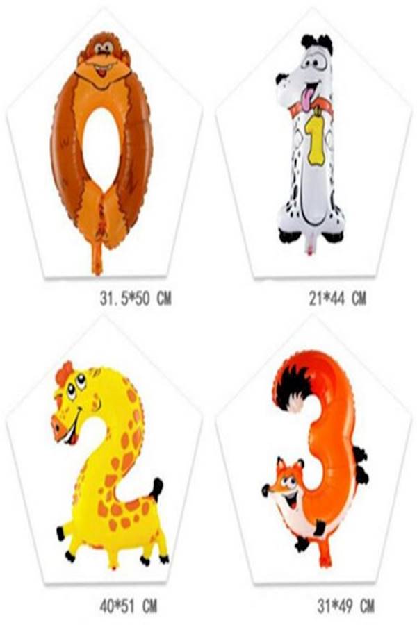 10-Piece Animal Number Balloons Set - Image 2
