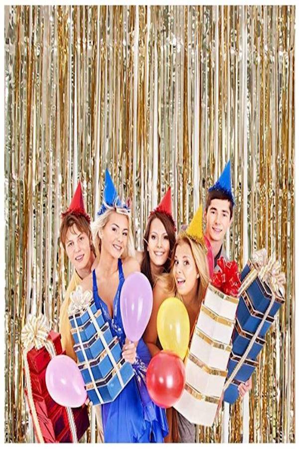 WakaParty 2-Piece Foil Fringe Decorative Curtains Photo Backdrop Set  - Image 3