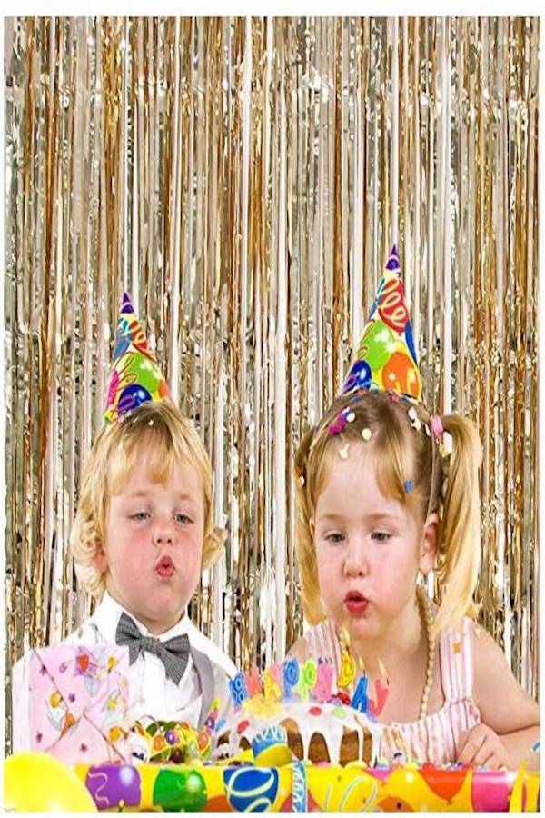 WakaParty 2-Piece Foil Fringe Decorative Curtains Photo Backdrop Set  - Image 5