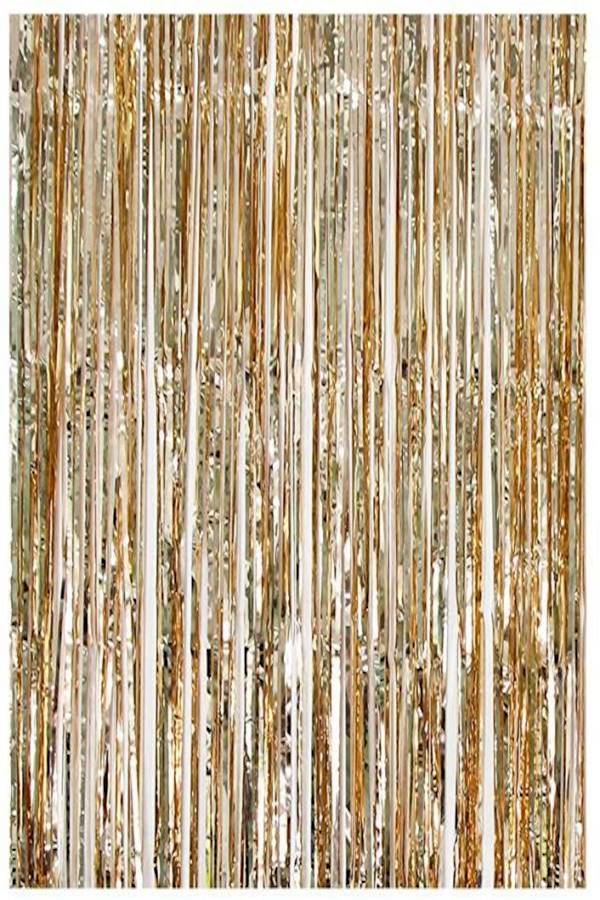 WakaParty 2-Piece Foil Fringe Decorative Curtains Photo Backdrop Set  - Image 1