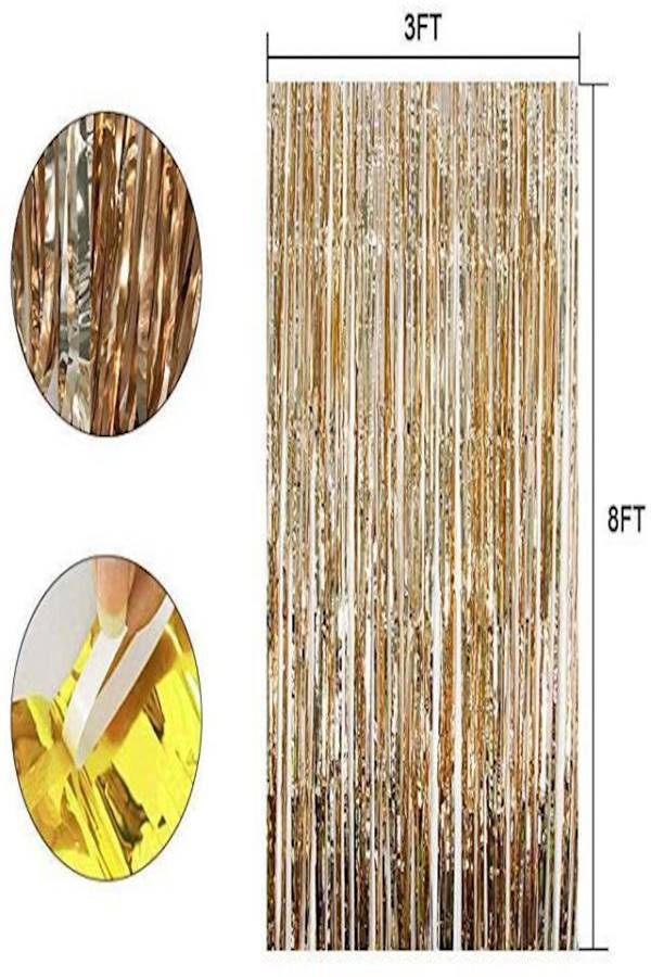 WakaParty 2-Piece Foil Fringe Decorative Curtains Photo Backdrop Set  - Image 2