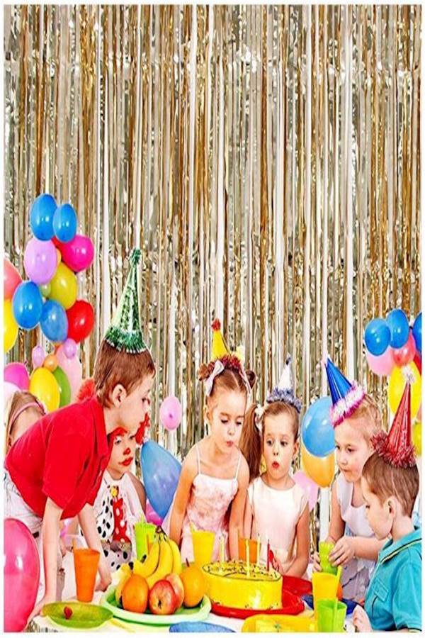 WakaParty 2-Piece Foil Fringe Decorative Curtains Photo Backdrop Set  - Image 4