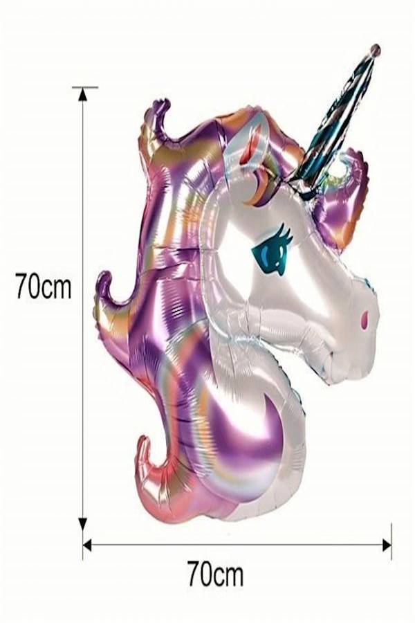مجموعة بالونات من القصدير مع شريط بتصميم يونيكورن بألوان قوس القزح وعبارة "Happy Birthday" لتزيين حفلات أعياد الميلاد وحفلات ولادة الطفل- تُنفخ بالهيليوم، حزمة من  18 بالون - Image 2