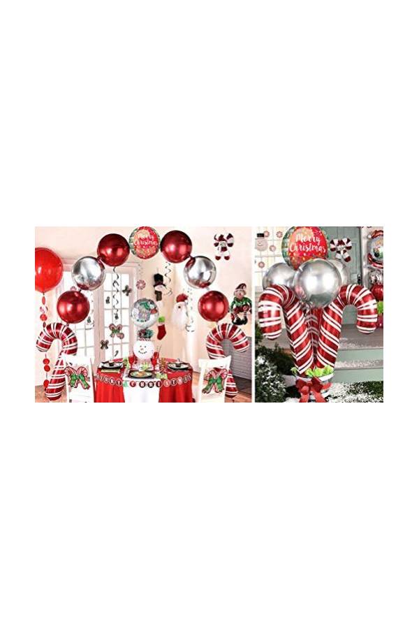 3-Piece Candy Cane Aluminium Foil Party Balloons - Image 2