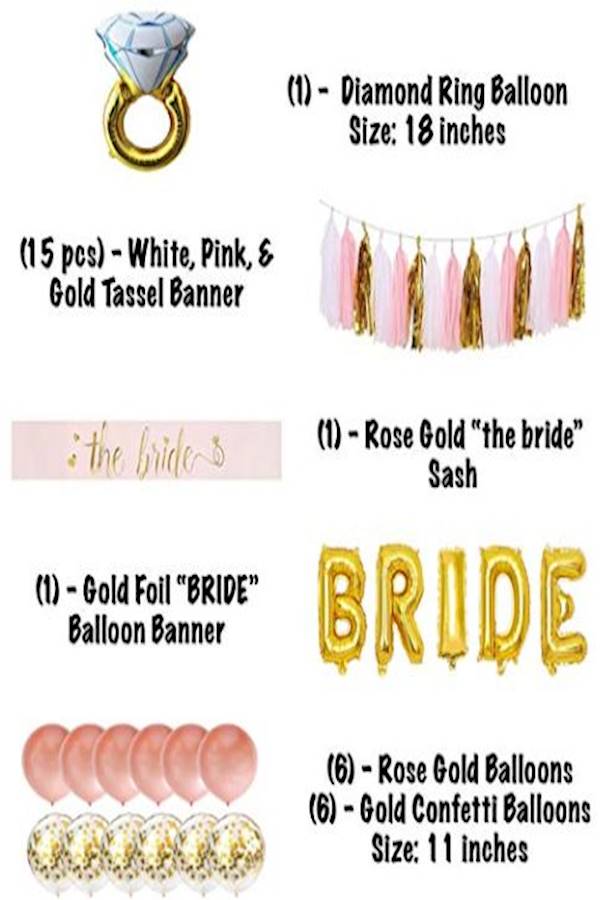Bachelorette Party Decorations Pack Includes: Foil Bride Balloon Banner Garland, Bride To Be Sash + Rose & Confetti Balloons + Diamond Ring Balloon + Cute Bachelorette Tassel Banner  - Image 2