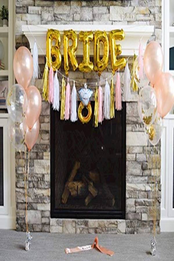 Bachelorette Party Decorations Pack Includes: Foil Bride Balloon Banner Garland, Bride To Be Sash + Rose & Confetti Balloons + Diamond Ring Balloon + Cute Bachelorette Tassel Banner  - Image 3
