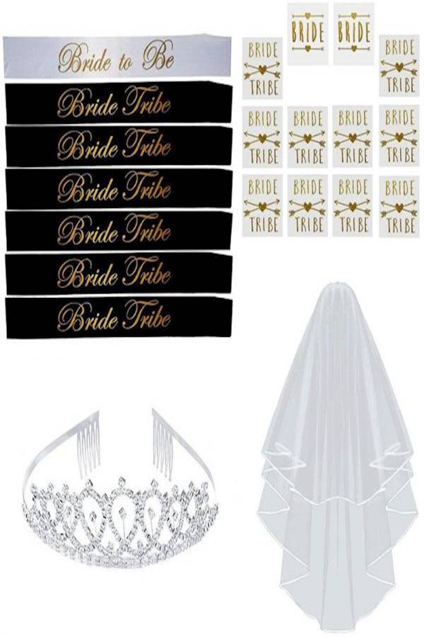 طقم مستلزمات زينة لحفل توديع العزوبية بنمط مطبوع لعبارة 'Bride To Be' - Image 1