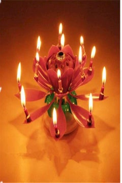 Generic Rotating Lotus Flower Musical Candle 6 x 11cm  - Image 4