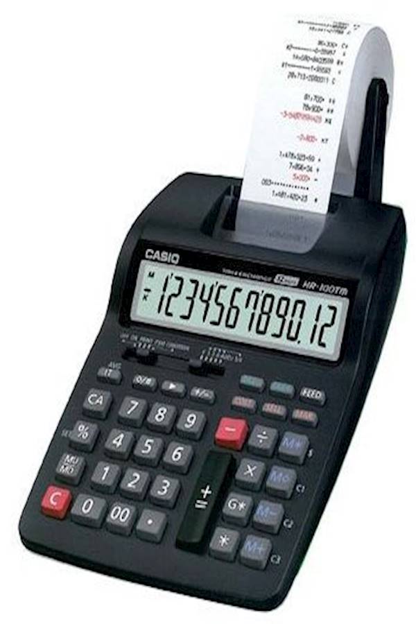 CASIO - 12-Digit Printer Calculator Black/Grey/Red - Image 1