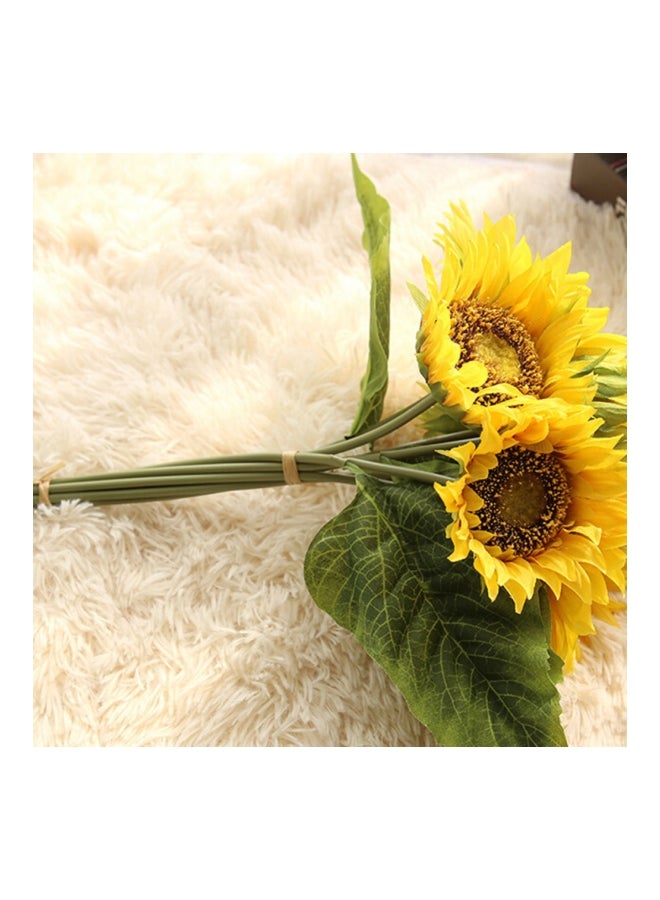 Sharpdo - Decorative Artificial Sunflower Bouquet Yellow/Green 20centimeter - Image 1