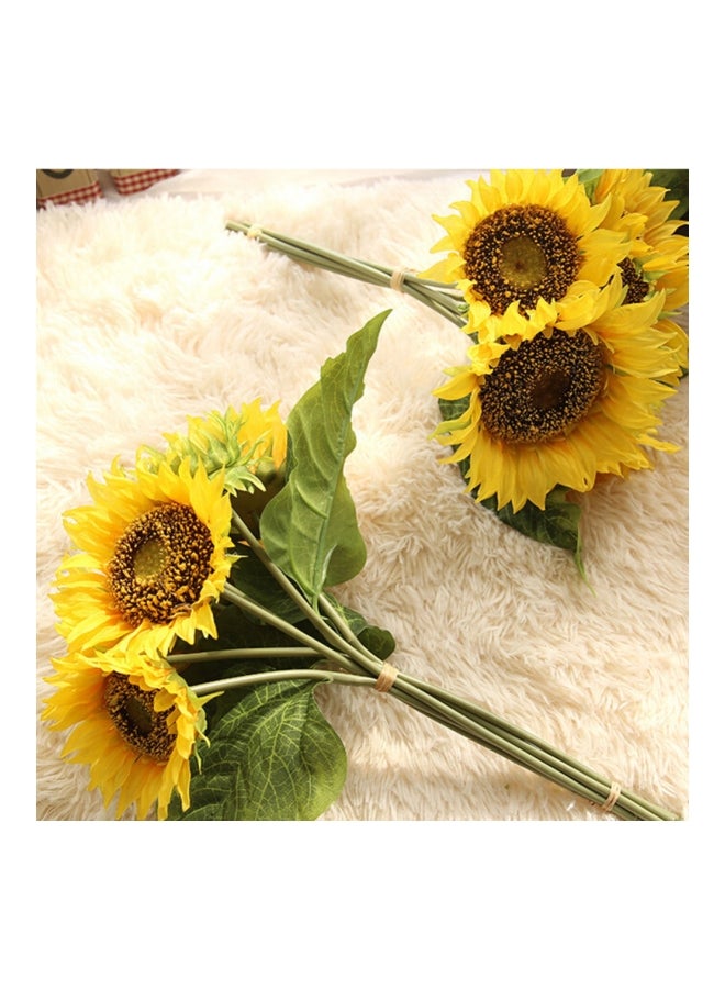 Sharpdo - Decorative Artificial Sunflower Bouquet Yellow/Green 20centimeter - Image 1