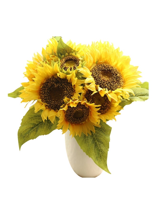 Sharpdo - Decorative Artificial Sunflower Bouquet Yellow/Green 20centimeter - Image 1
