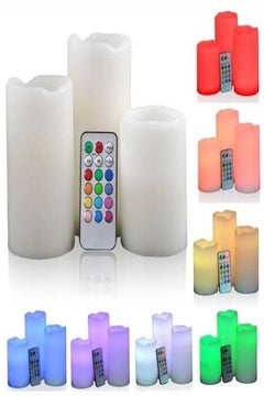 LED Color Changing Flameless Candle Set With Remote 15,11,7cm - v1555951886/N24299078A_2