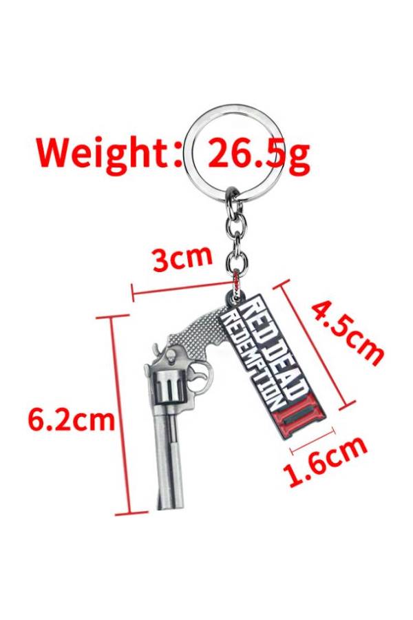 Generic Red Dead Redemption 2 Gun Keychain Ring Silver/Red/Black  - Image 5