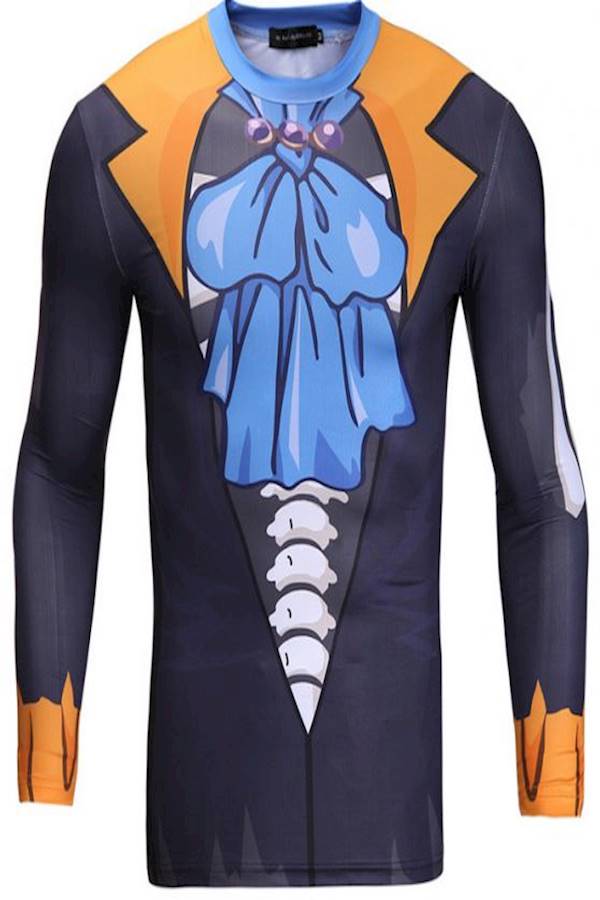 Cotton Round Neck T-Shirt Black/Blue/Yellow - Image 1
