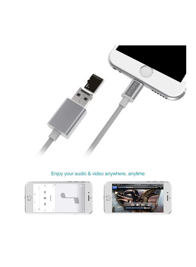 dodocool - Lightning To USB-A 2.0 Cable With Micro SD Card Slot Grey - Image 1