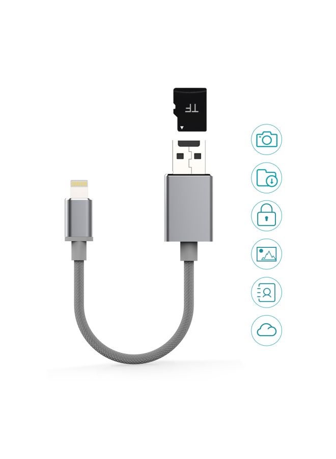 dodocool - Lightning To USB-A 2.0 Cable With Micro SD Card Slot Grey - Image 1