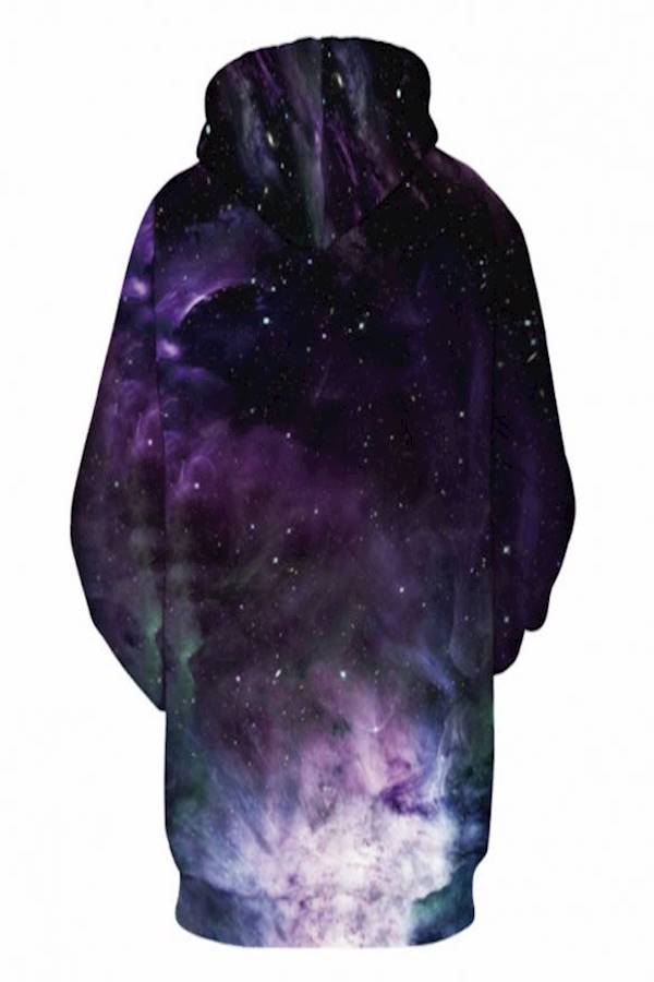 3D Digital Print Hooded Sweatshirt Blue/White/Purple - Image 3