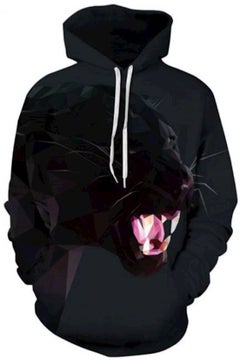 Autumn And Winter  Series Digital Printing  Couple Sweatshirt Black