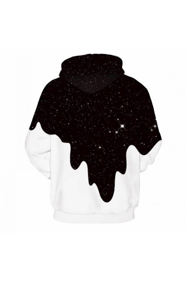 Generic Star Milk Cup Printed Cotton Hoodie Couple Set Black/White  - Image 2