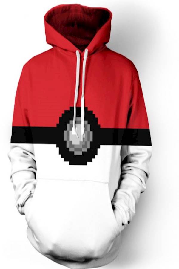 3D   Digital Print Hooded Couple Sweatshirt Red/White/Black - Image 1