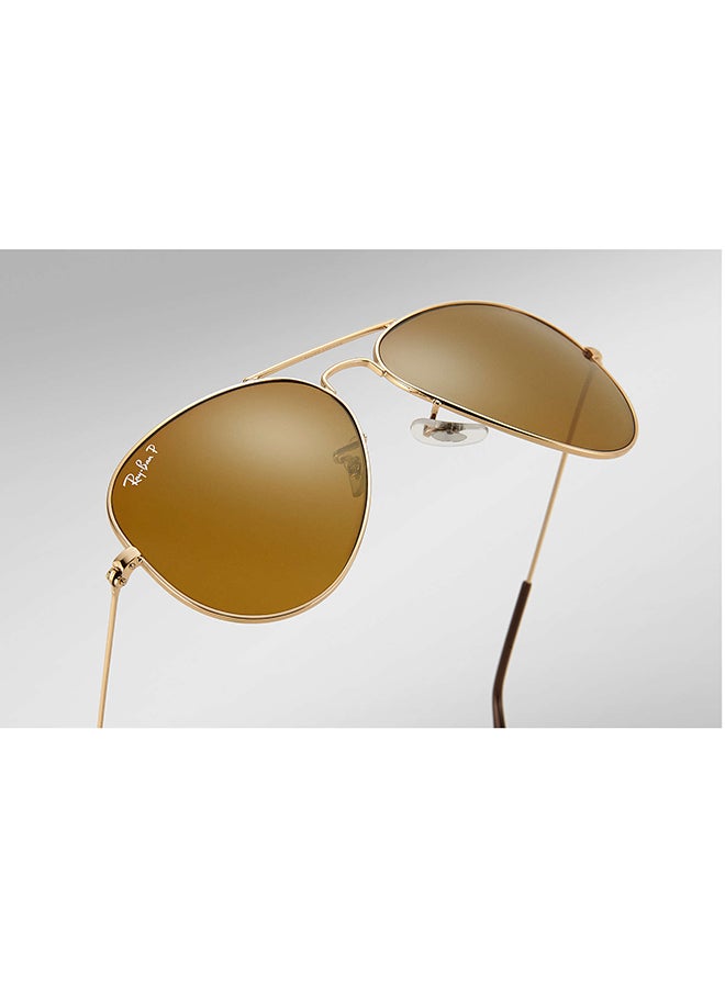 Ray-Ban Polarized Full Rim Aviator Sunglasses - RB3025-001/57 - Lens Size: 58 mm - Gold  - Image 3