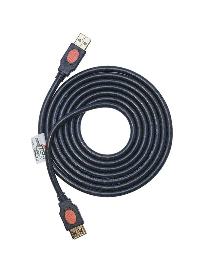 2B Male To Female Gold Plated USB Extension Cable Black  - Image 1
