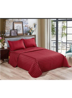 Libai 4-Piece King Size Compressed Comforter  Set Microfiber Red 