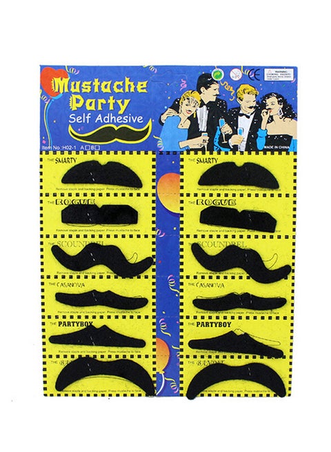 12-Piece Self Adhesive Fake Mustache Set