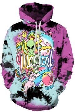 3D Printed Couple Hoodie Set Purple/Blue/White