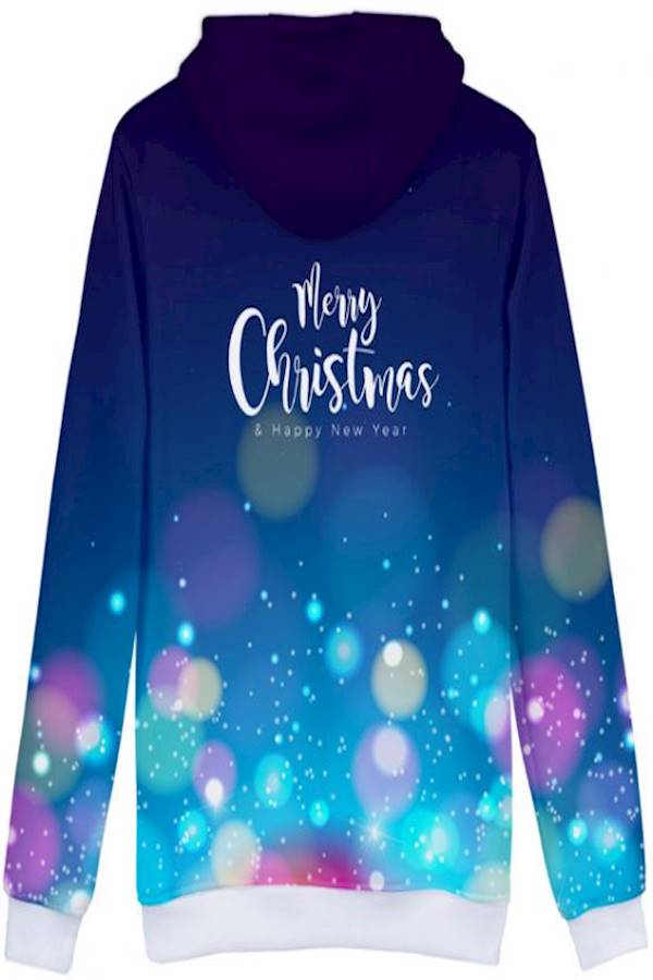 Printed Hoodie Dark Blue/Light Blue/White - Image 4